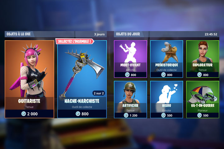 Boutique Fortnite 25 mars